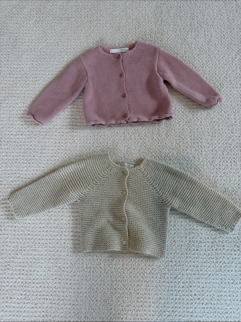 Zara Kids Knit Cardigan Duo — Dusty Pink & Cream